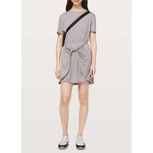 Lululmeon dark chrome grey taupe Unwind Your Mind draped t-shirt dress
